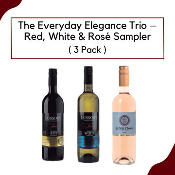 The Everyday Elegance Trio – Red, White & Rosé Non-alcoholic Wine Sampler Pack (3-Bottles)