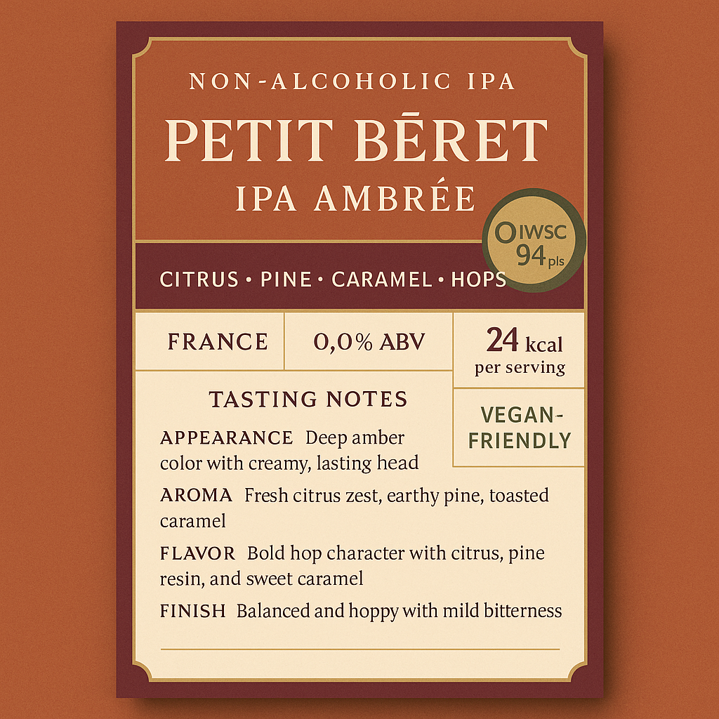 Le Petit Beret - IPA Amber Non-Alcoholic Craft Beer