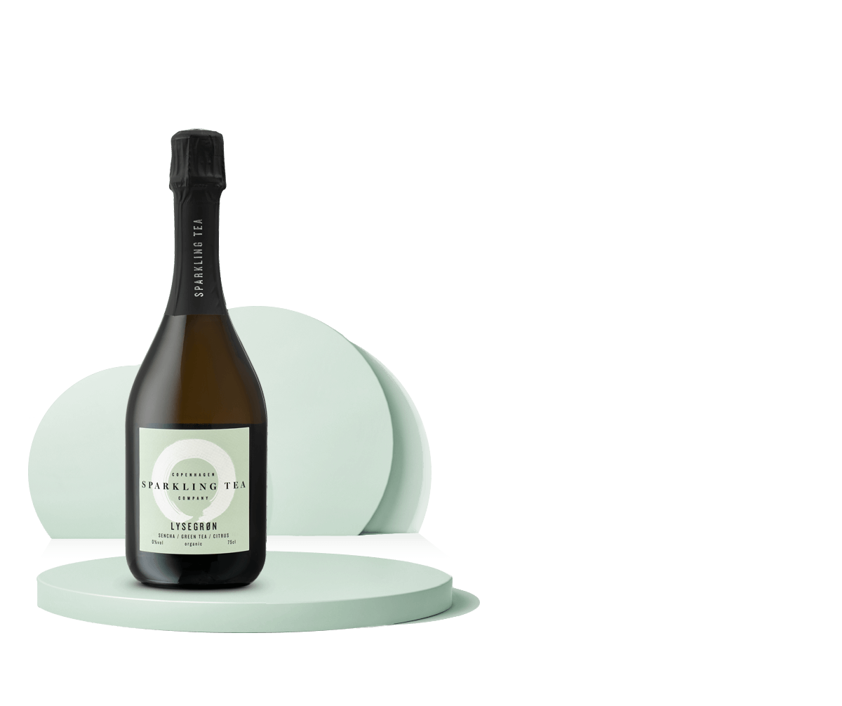 Copenhagen Sparkling Tea LYSEGRØN bottle - producer image shows the 750ml format