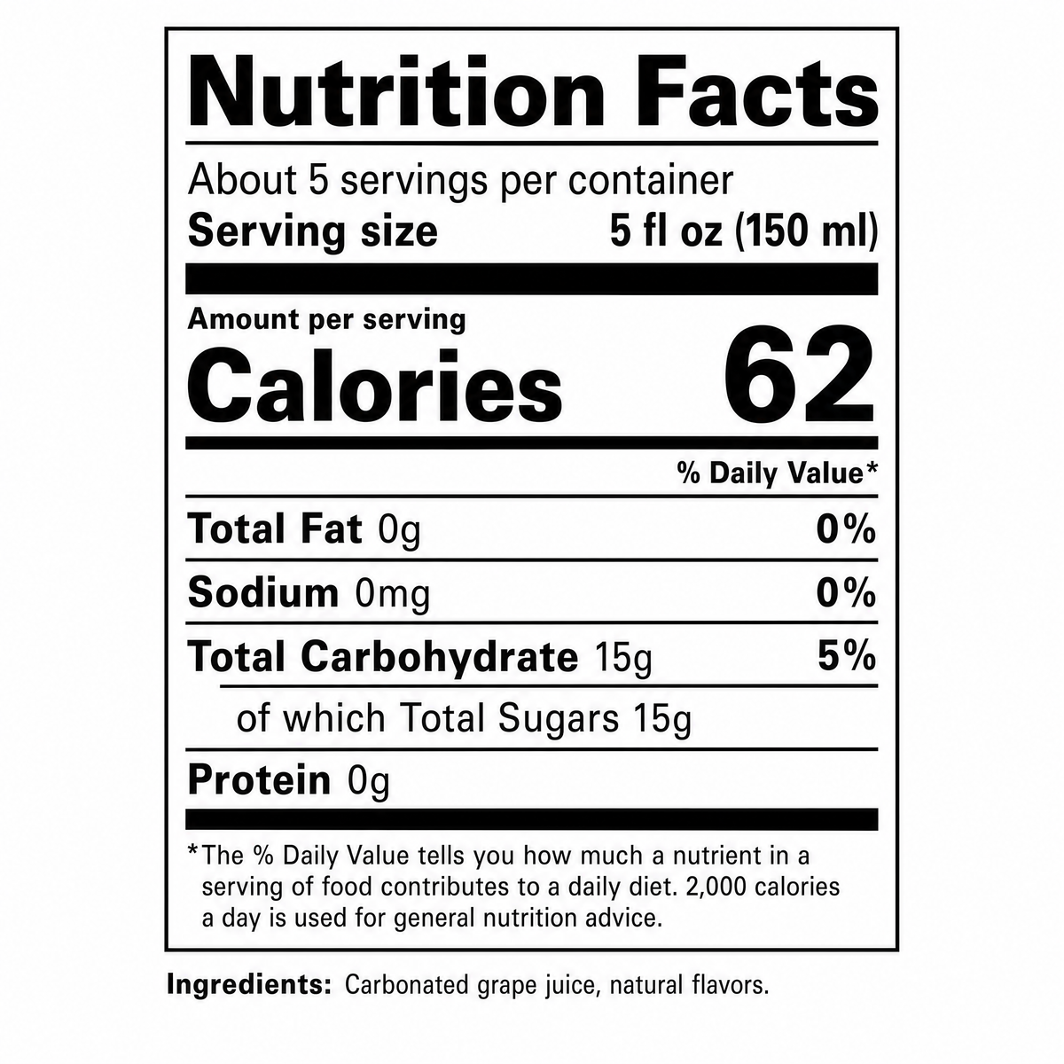 Chateau de Fleur nutrition facts per 5 fl oz (150 ml) serving