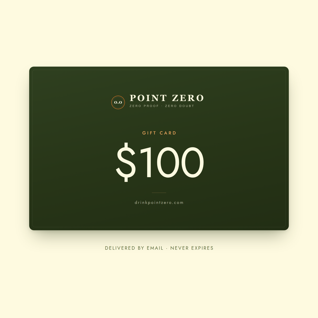 Drink Point Zero gift card, $100 denomination