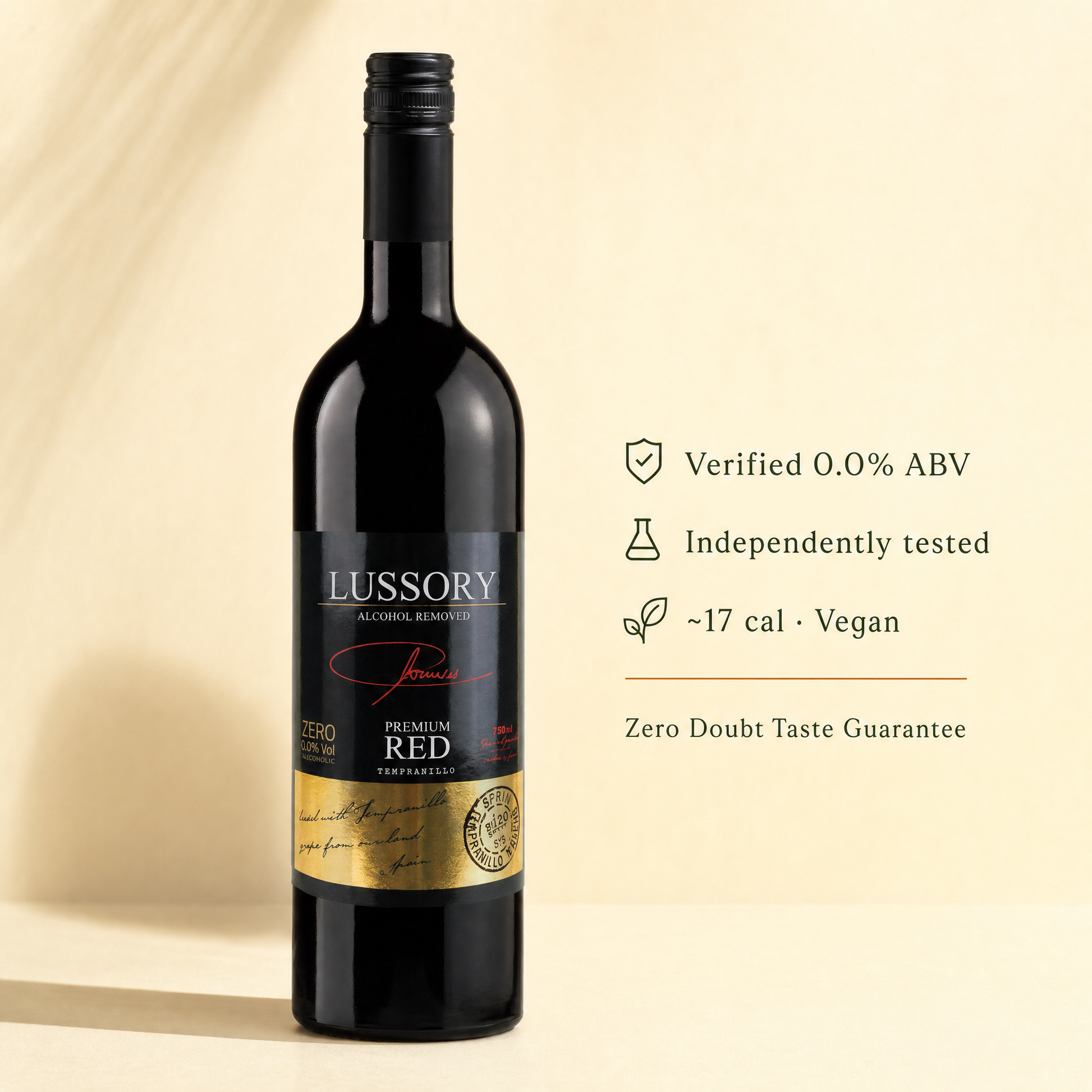 Lussory Premium Tempranillo 0.0% non-alcoholic red wine - benefits and features
