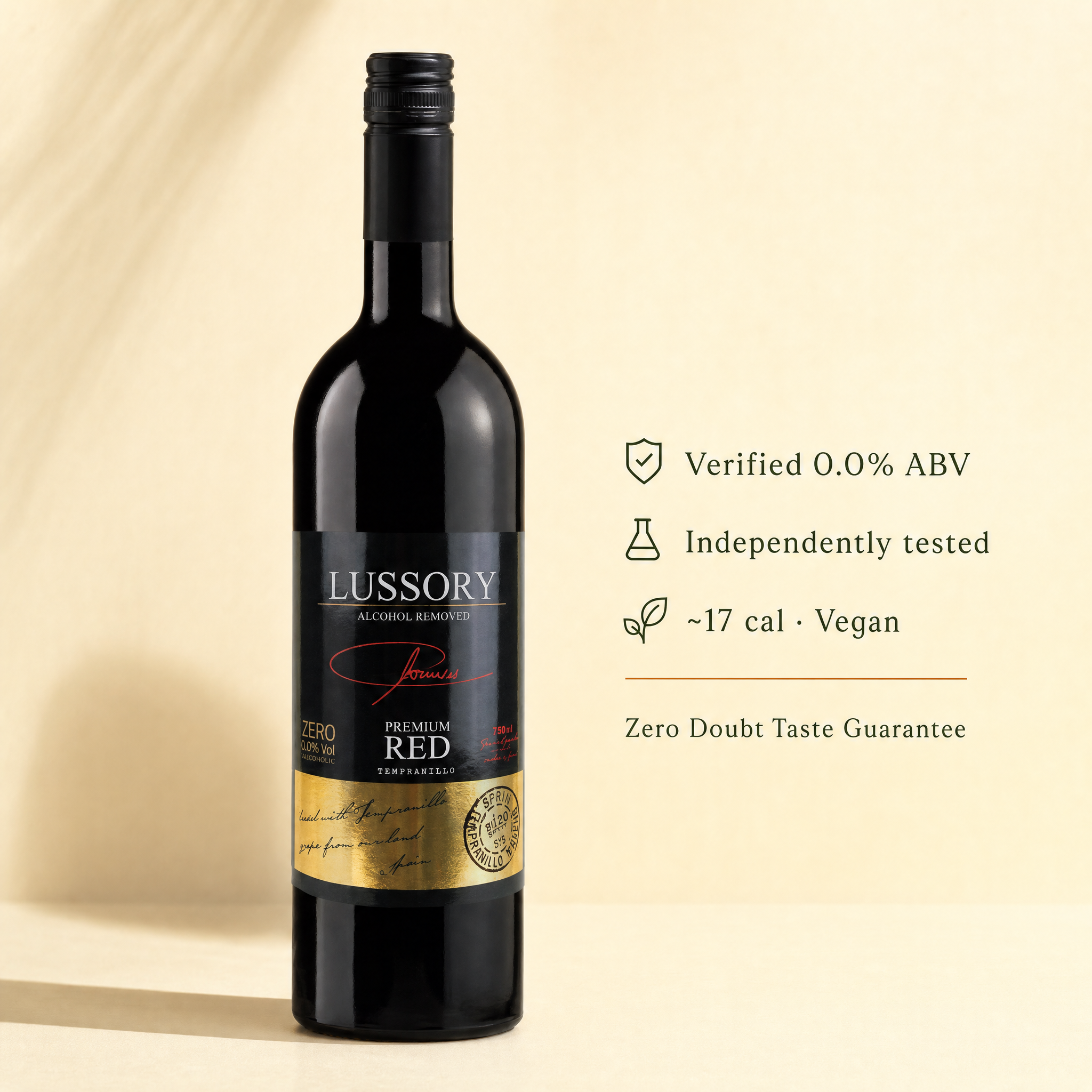 Lussory Premium Tempranillo 0.0% non-alcoholic red wine - benefits and features