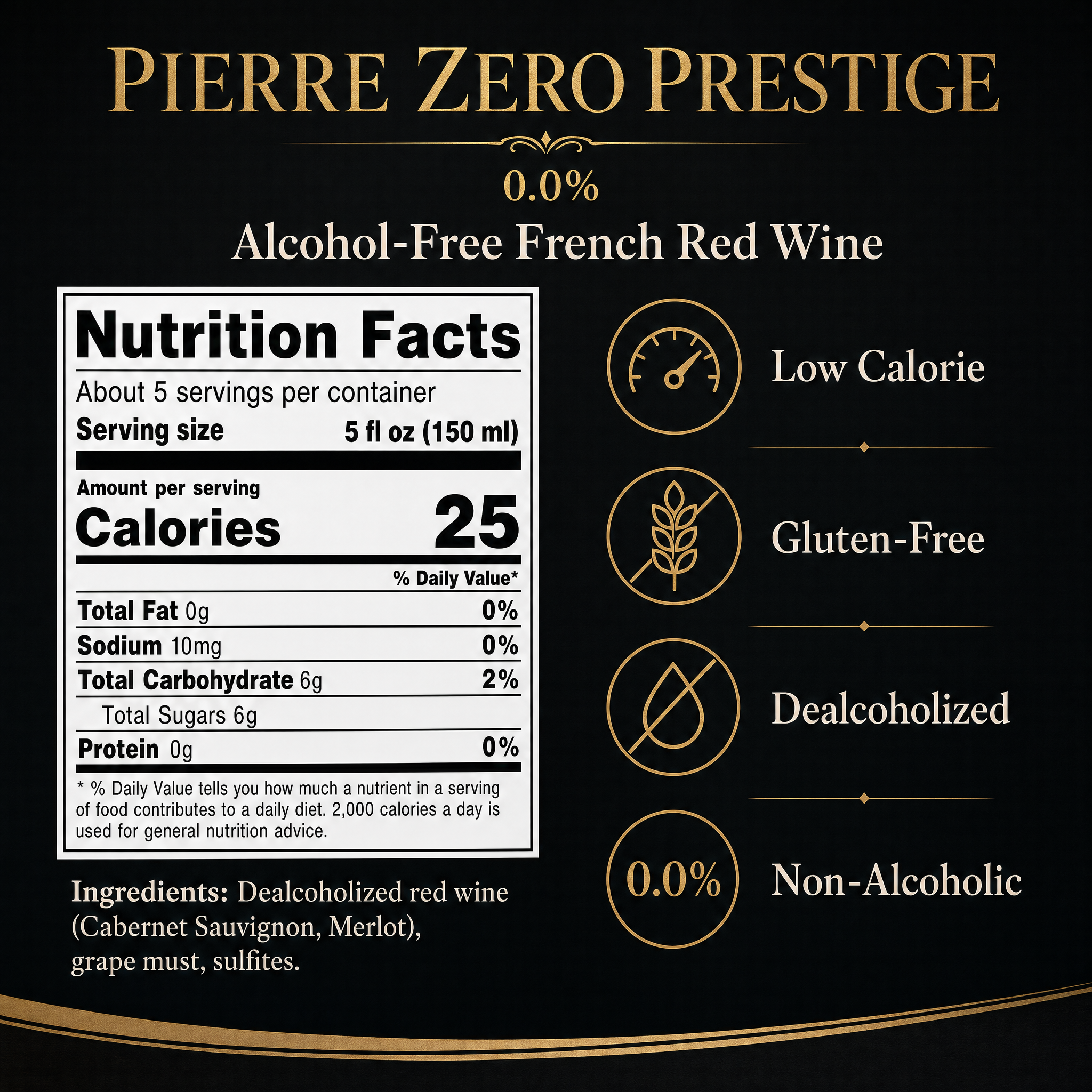 Pierre Chavin Prestige 0.0% nutrition facts panel