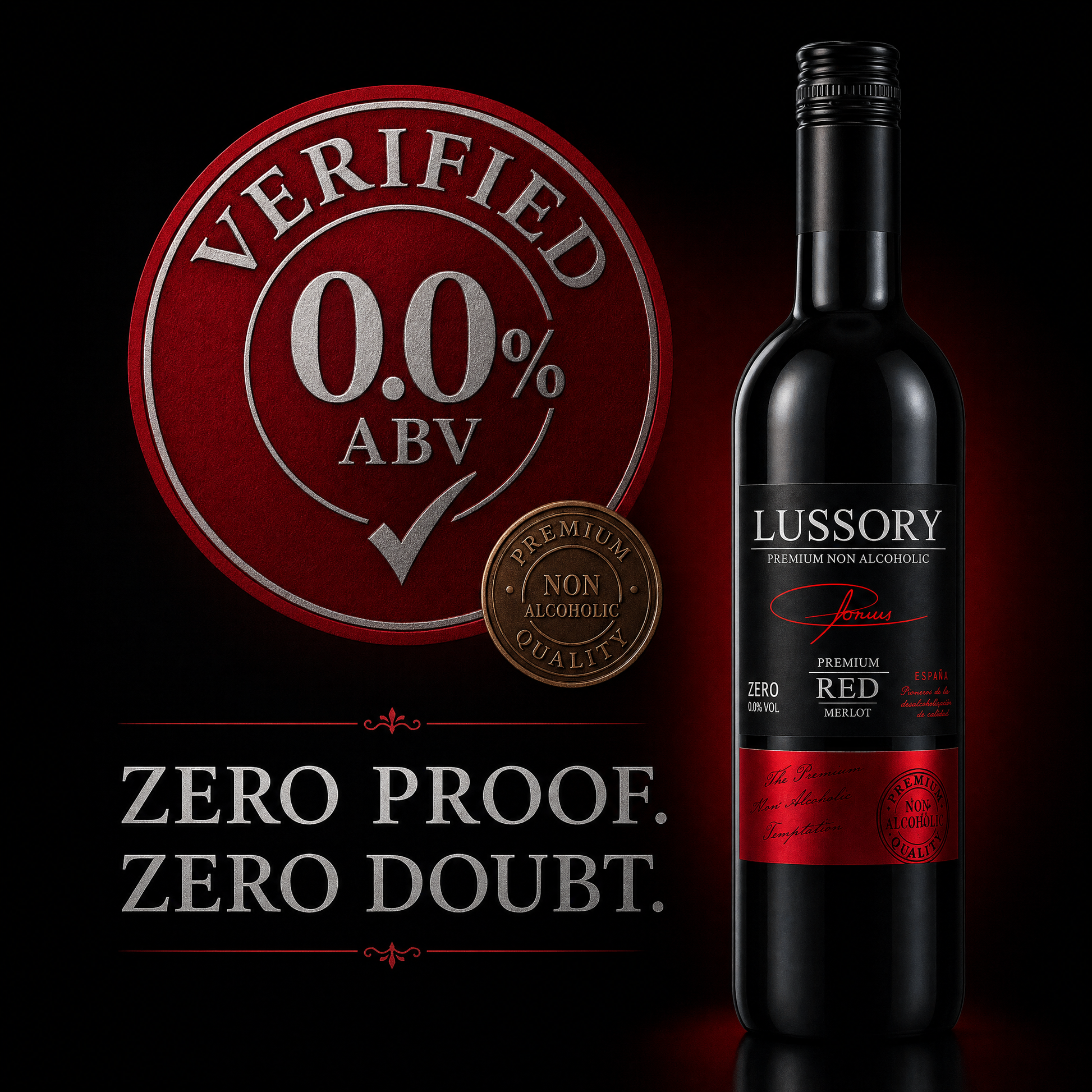 Lussory Premium Merlot 0.0% ABV - Zero Proof Zero Doubt