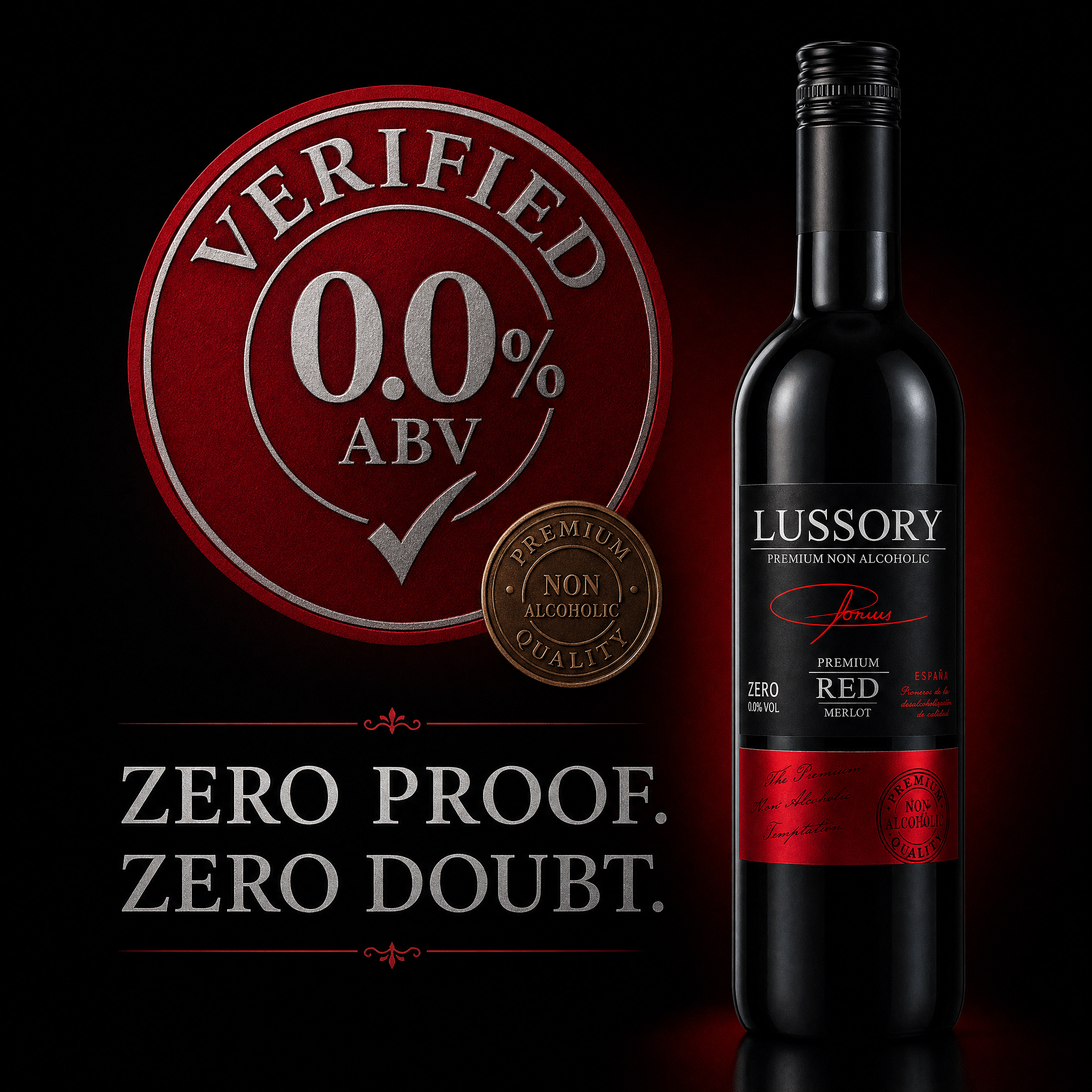 Lussory Premium Merlot 0.0% ABV - Zero Proof Zero Doubt