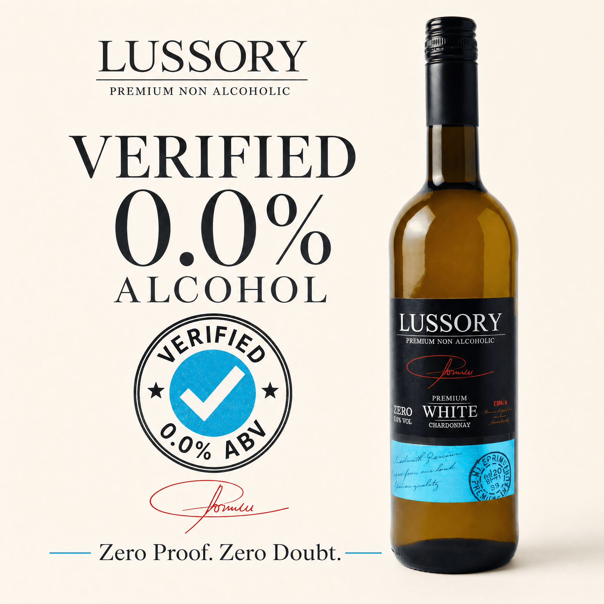 Lussory Premium Chardonnay 0.0% — 0.0% ABV, Zero Proof Zero Doubt