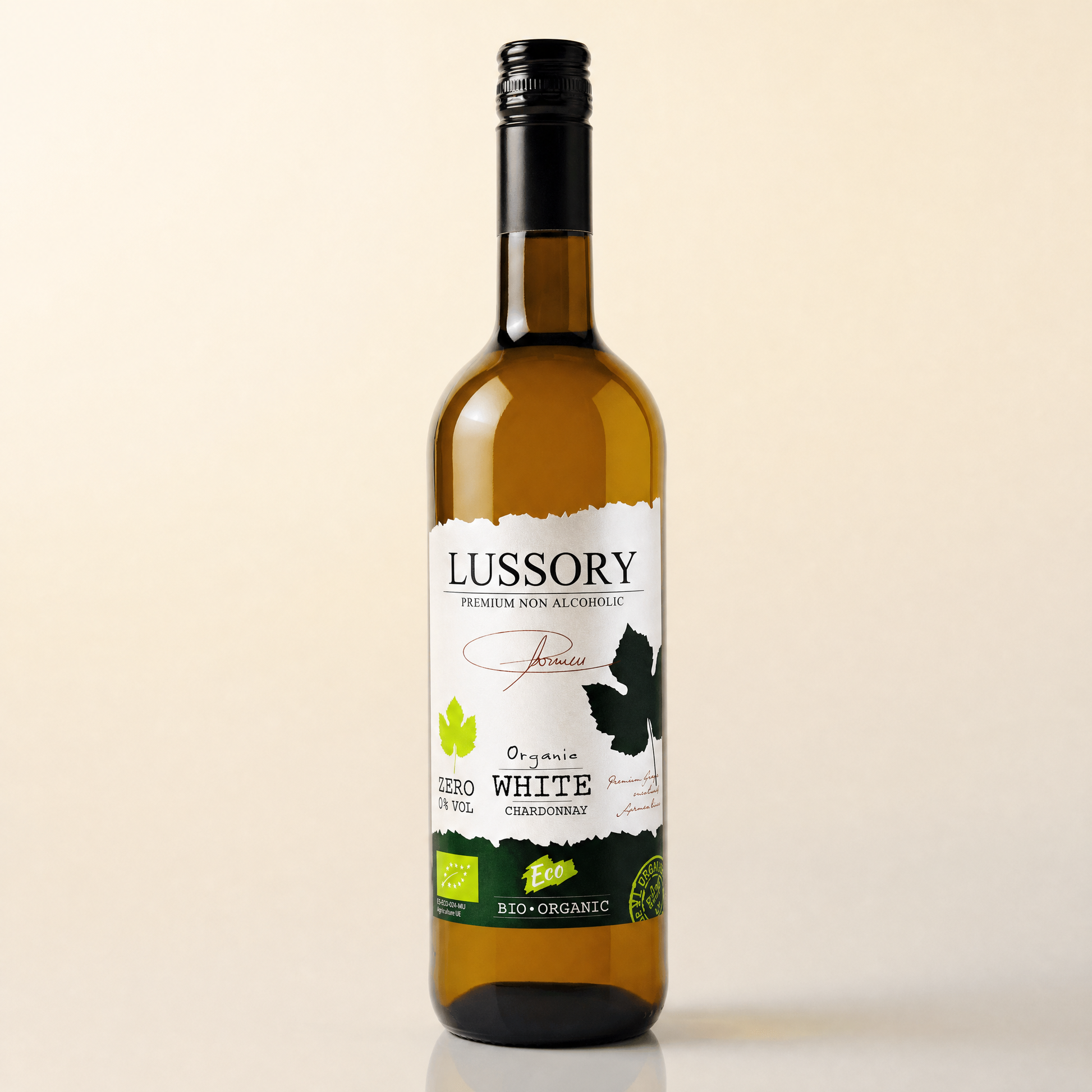 Lussory Organic Chardonnay 0.0% non-alcoholic Spanish white wine — bottle