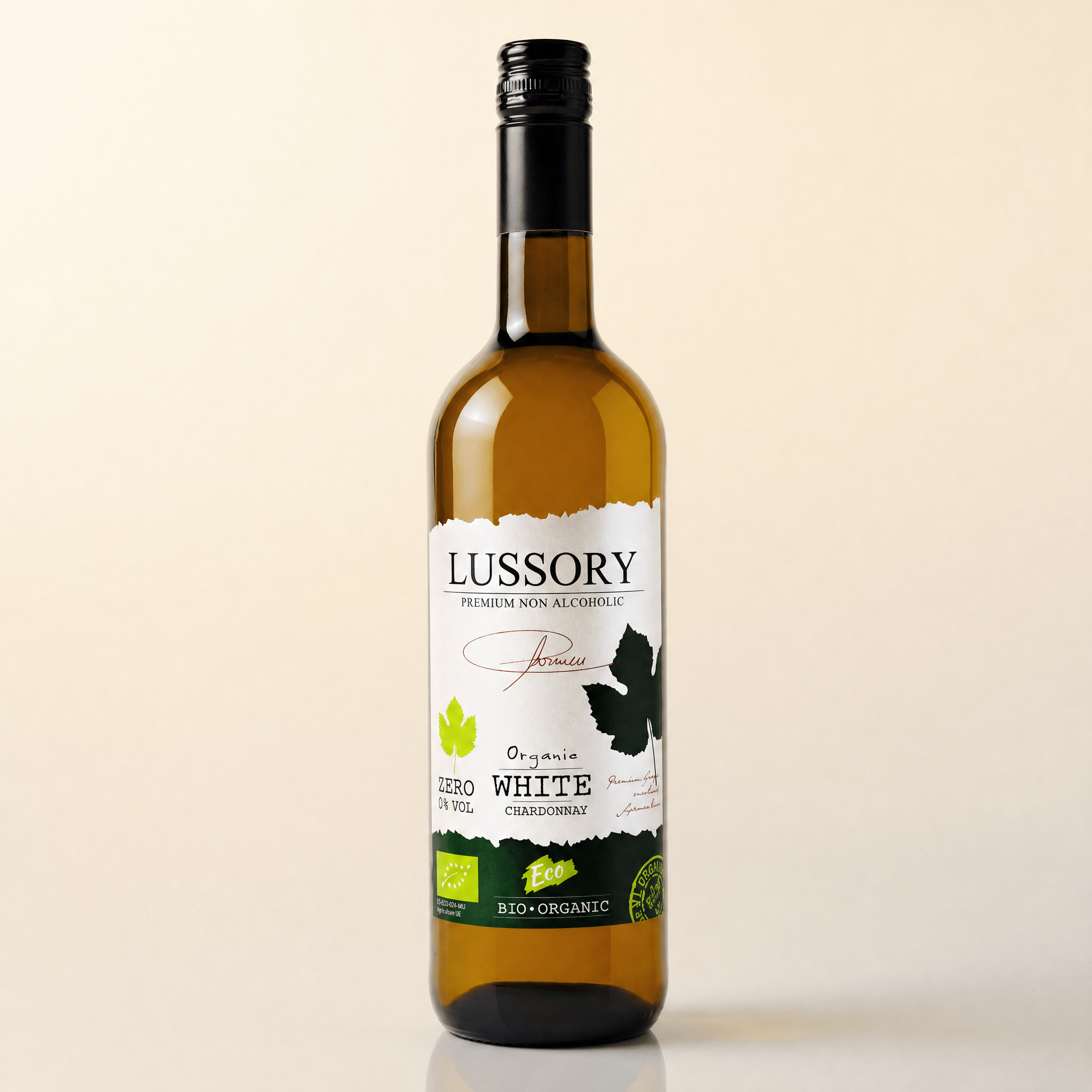 Lussory Organic Chardonnay 0.0% non-alcoholic Spanish white wine — bottle