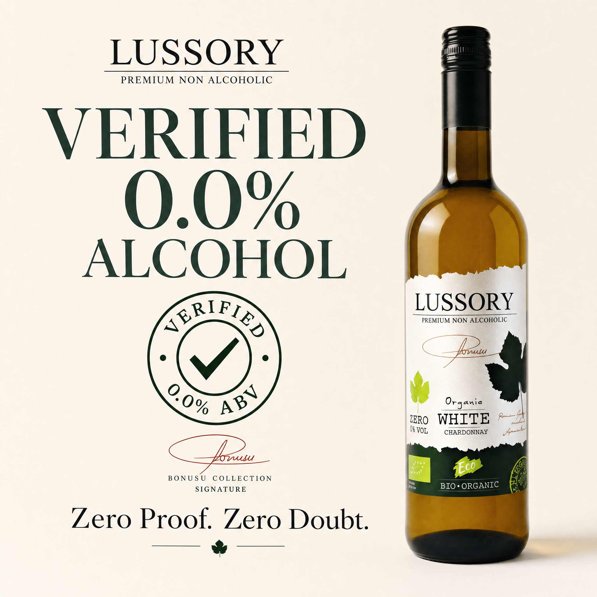 Lussory Organic Chardonnay 0.0% — 0.0% ABV, Zero Proof Zero Doubt