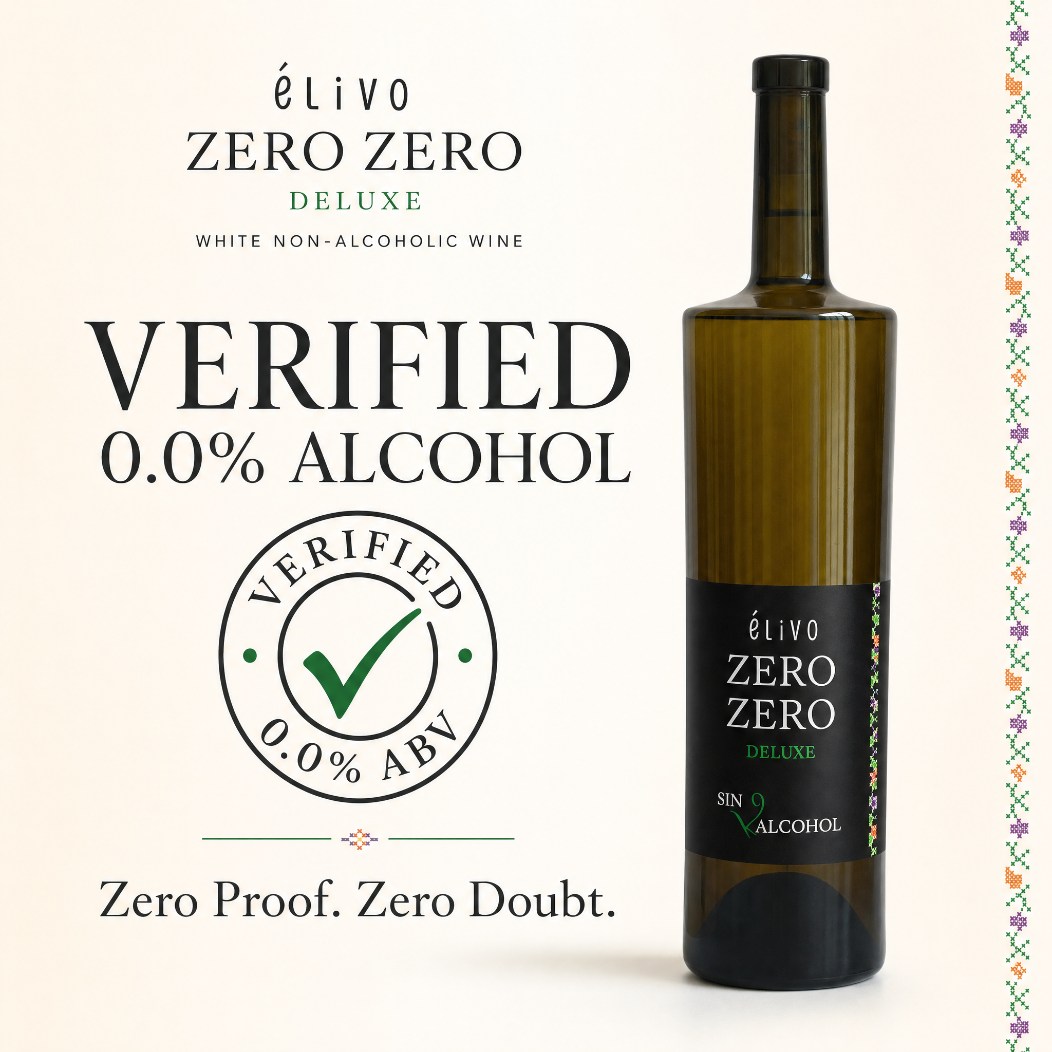 Elivo Deluxe White 0.0% — verified 0.0% ABV, Zero Proof Zero Doubt