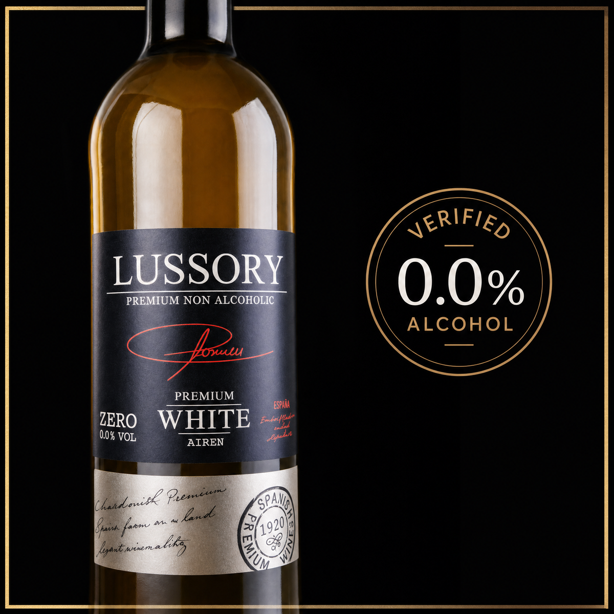 Lussory Premium Airén 0.0% ABV alcohol-free seal