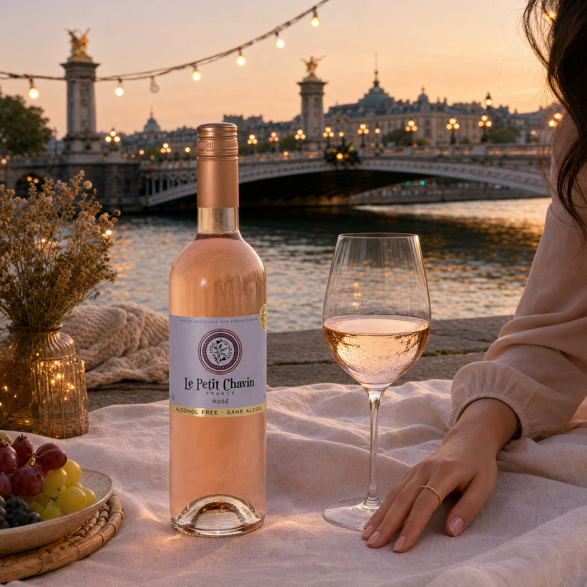 Le Petit Chavin Rosé at a Seine riverside evening in Paris