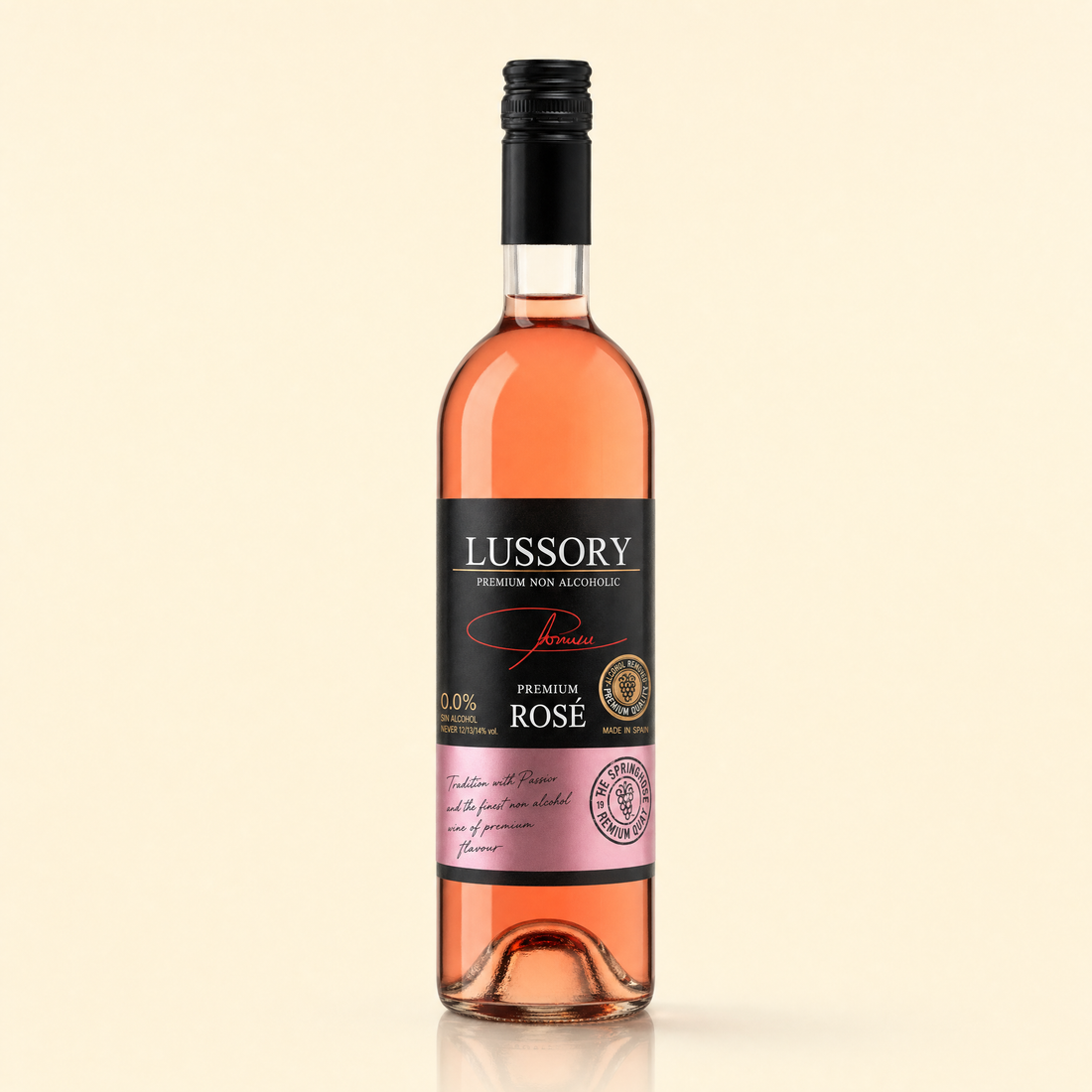Lussory Rosé 0.0% non-alcoholic Spanish rosé wine bottle