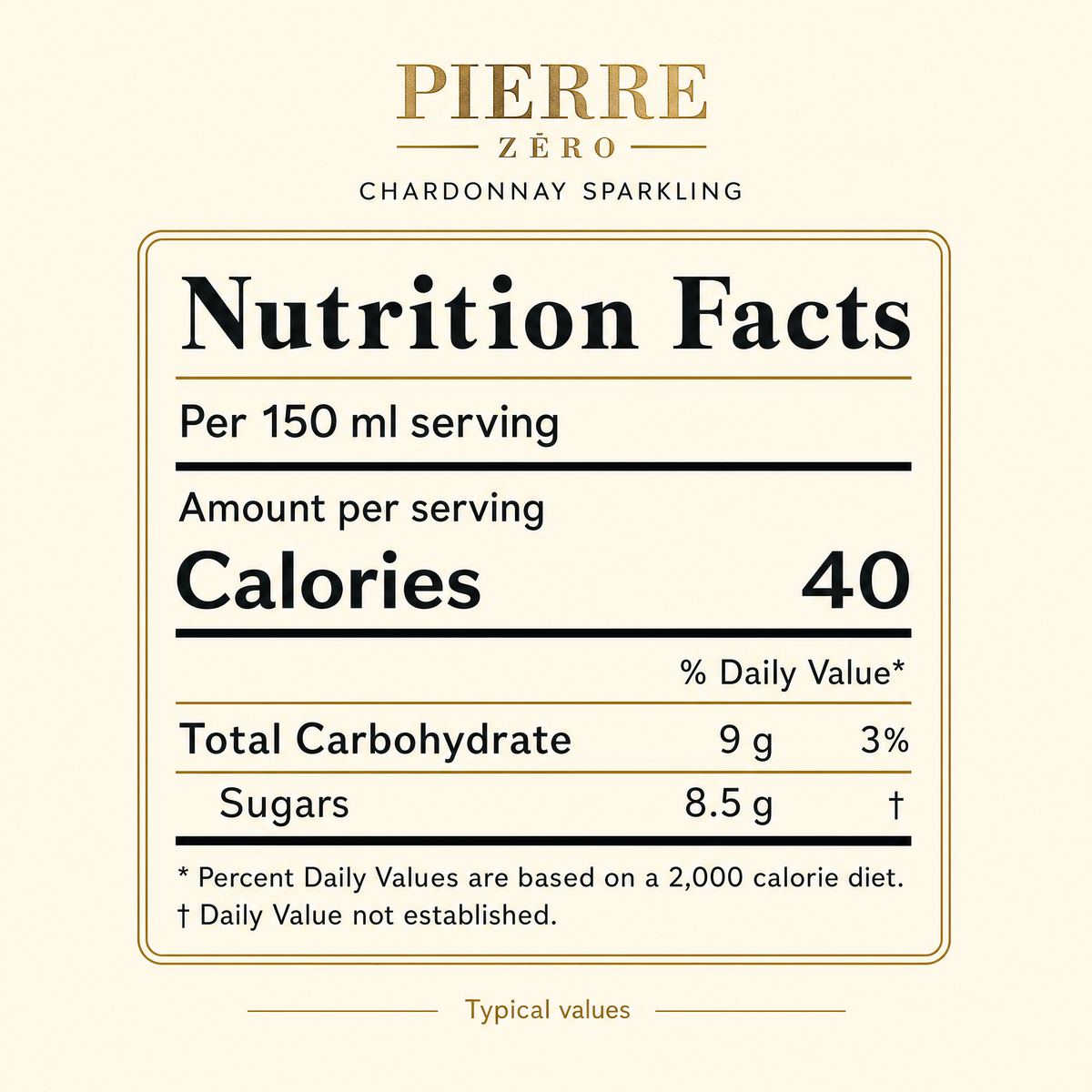Pierre Zéro Chardonnay Sparkling nutrition facts per serving