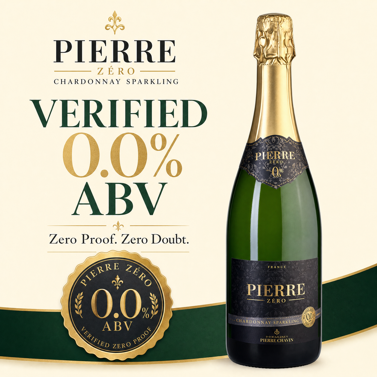 Pierre Zéro Chardonnay Sparkling — 0.0% ABV, Zero Proof Zero Doubt