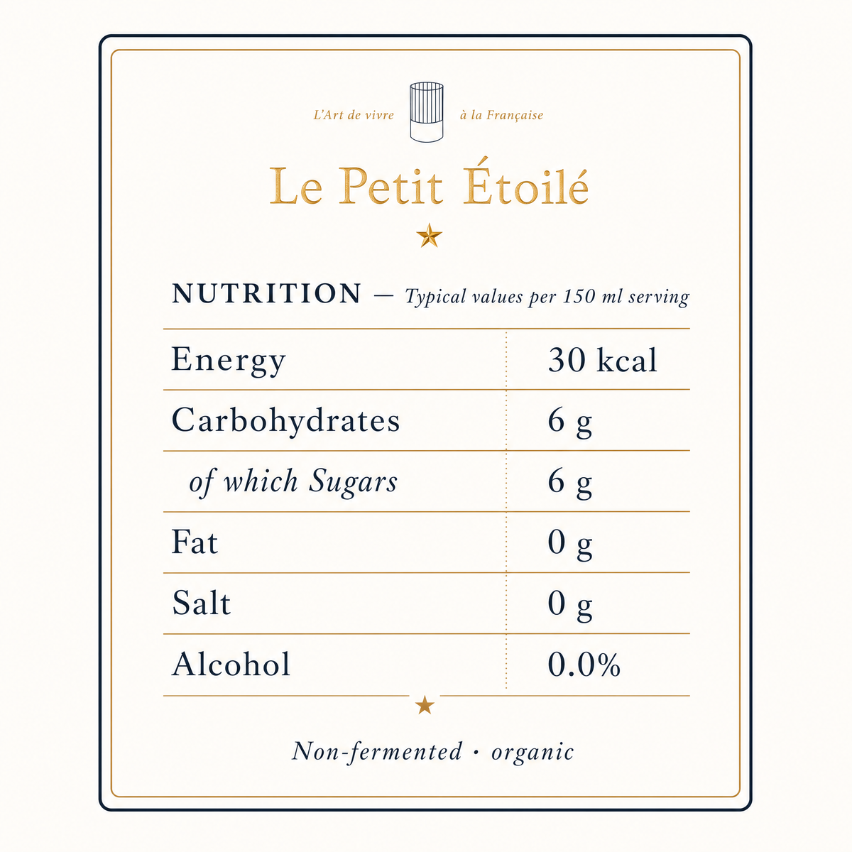 Le Petit Étoilé Chardonnay 0.0% — nutrition