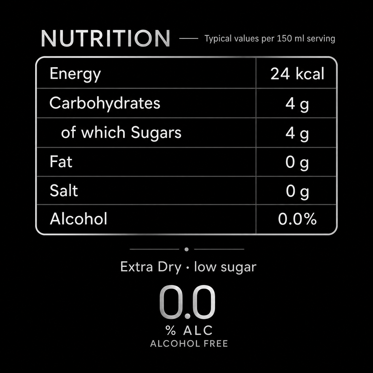 Princess alternativa Bianco Extra Dry 0.0% — nutrition