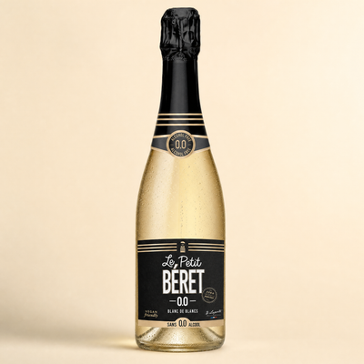 Le Petit Béret Blanc de Blancs 0.0% non-alcoholic sparkling wine bottle
