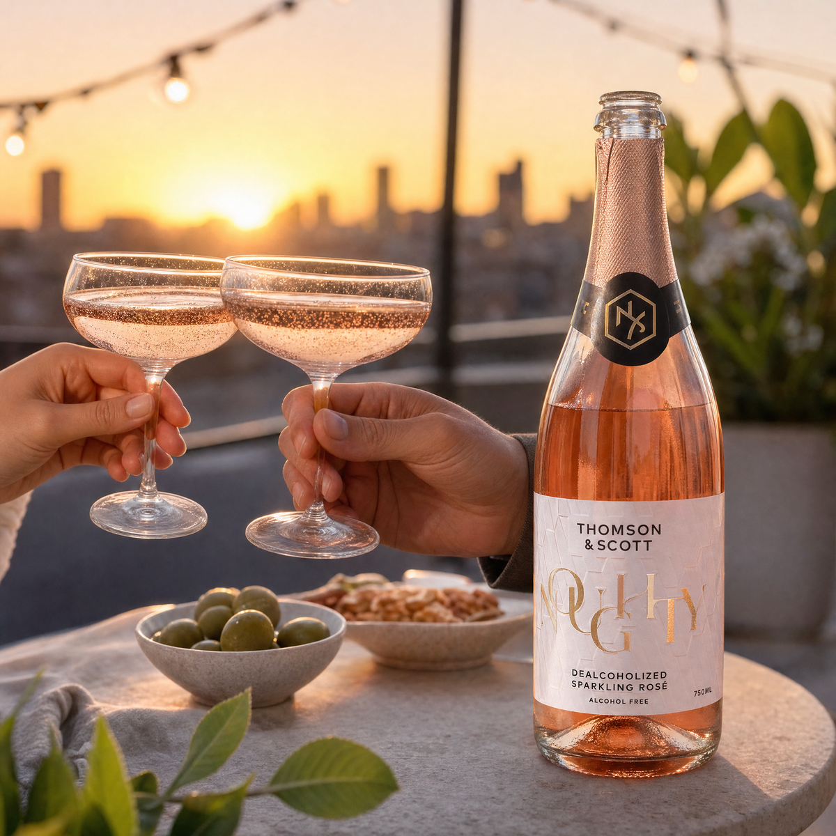 Noughty Rosé — rooftop sunset date