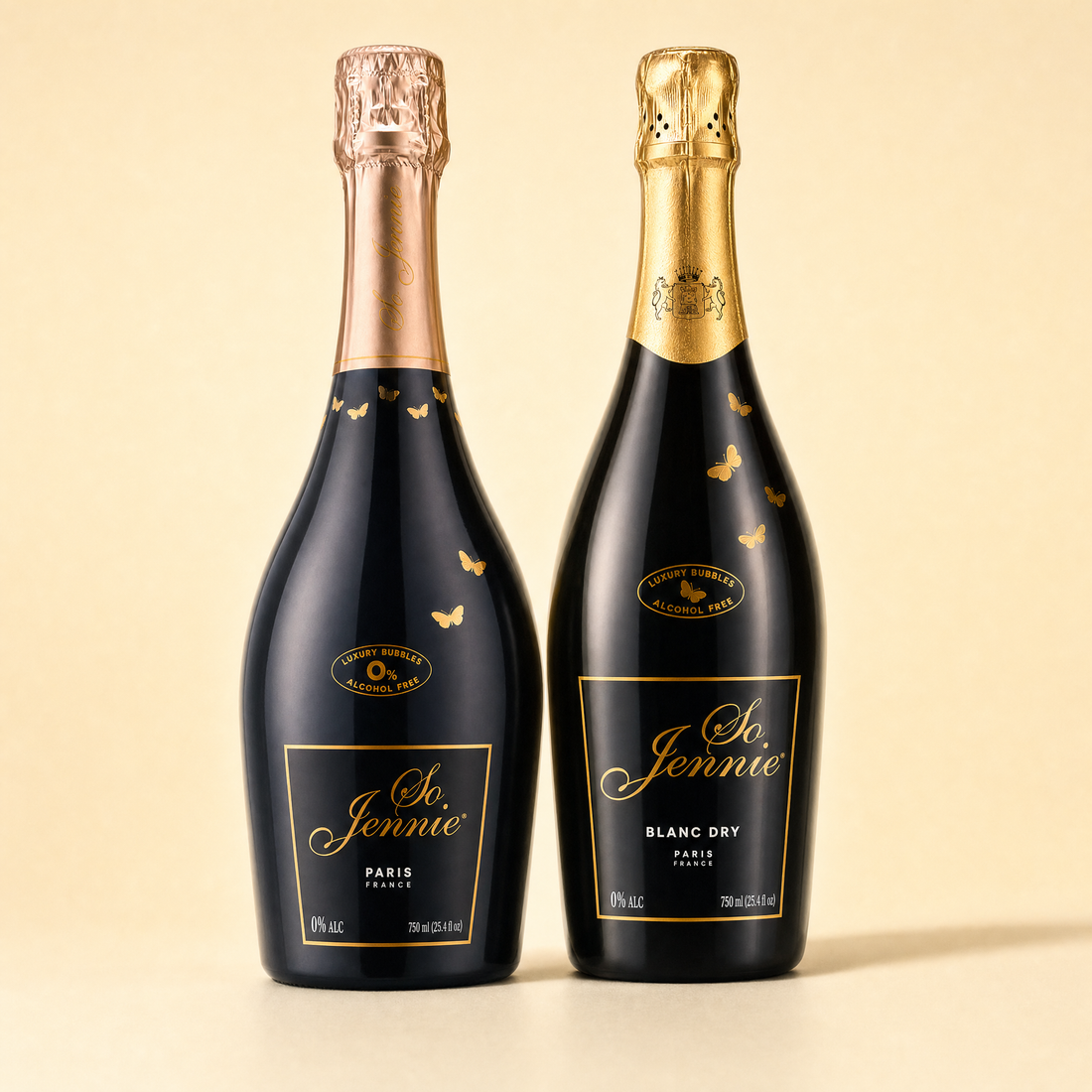 So Jennie Duo 2-bottle set — So Jennie Paris and So Jennie Blanc — 0.0% non-alcoholic French sparkling