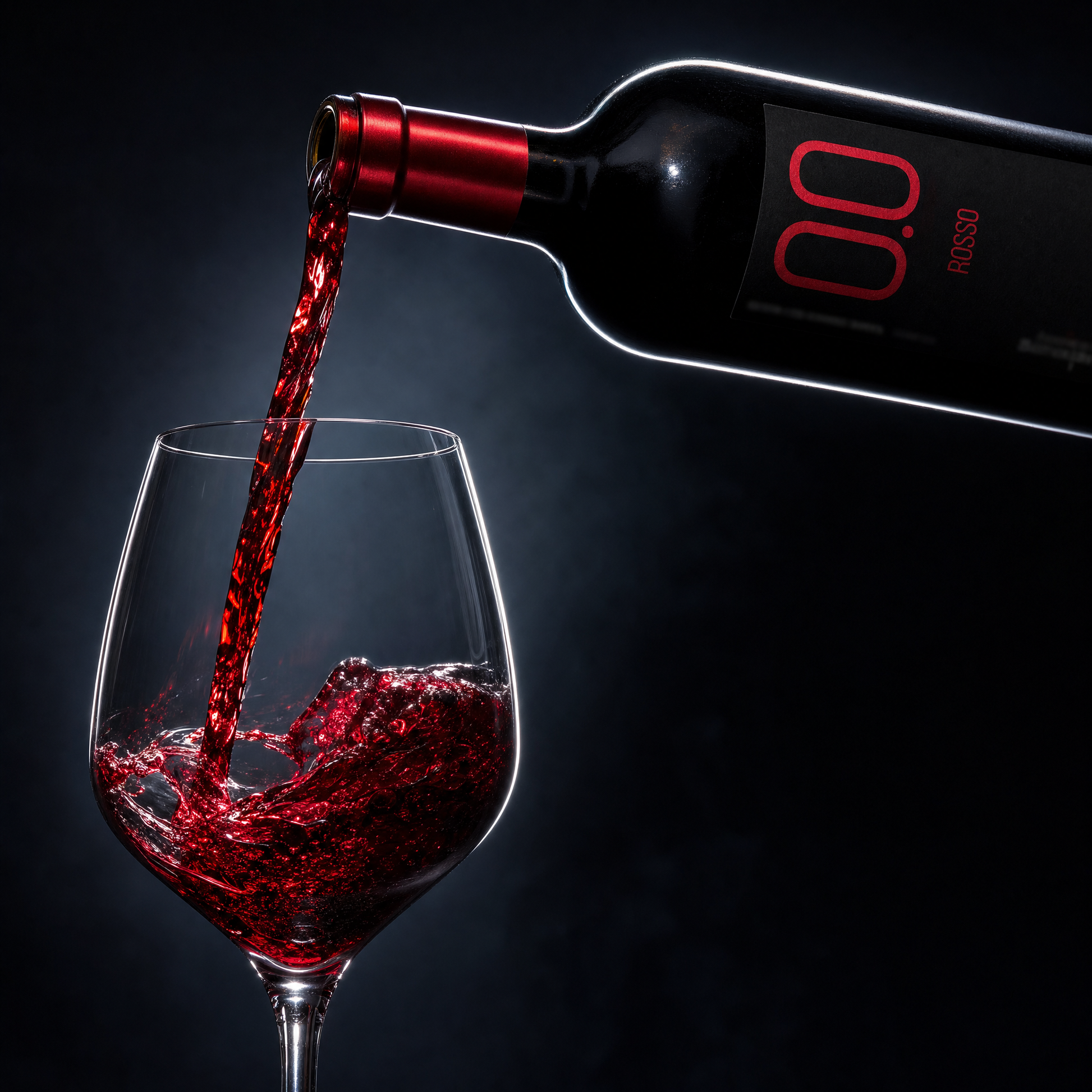 Princess Rosso Dry 0.0% non-alcoholic Italian red wine - pouring into a wine glass