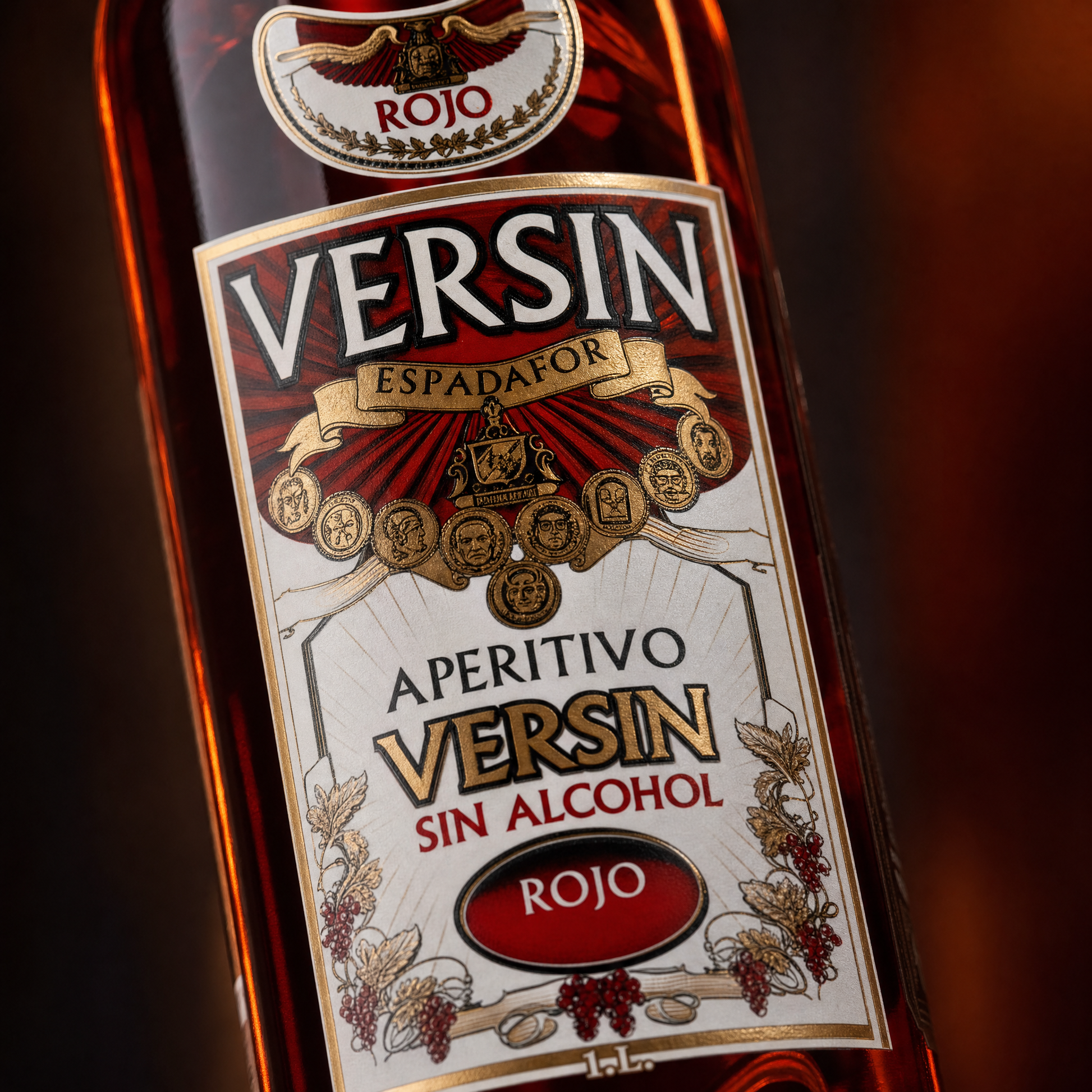 Espadafor Versin 0.0% non-alcoholic Spanish vermouth-style aperitif - label close-up
