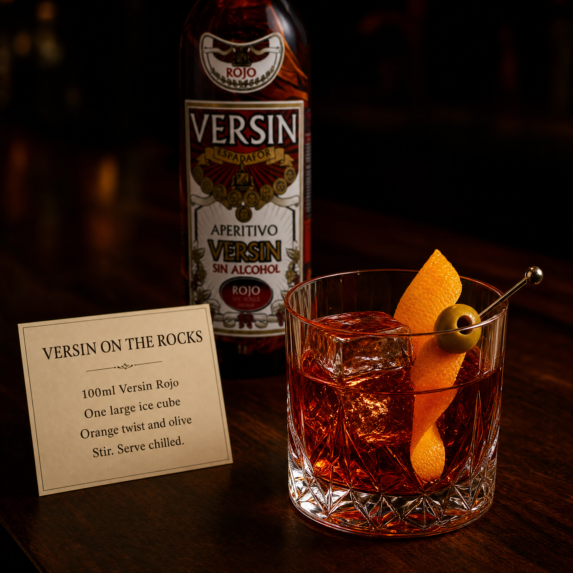 Espadafor Versin 0.0% non-alcoholic Spanish vermouth-style aperitif - Versin on the Rocks recipe