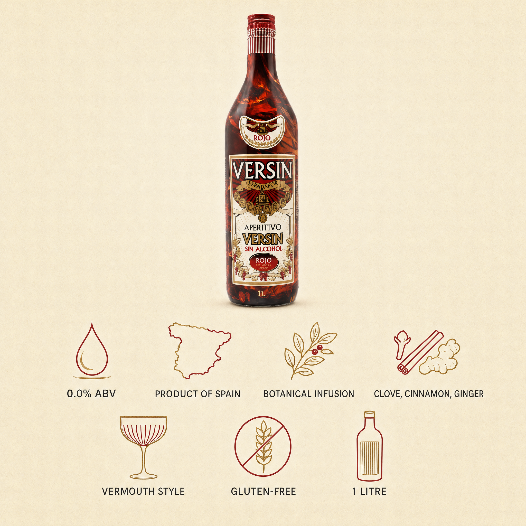 Espadafor Versin 0.0% non-alcoholic Spanish vermouth-style aperitif - 0.0% ABV, product of Spain, botanical infusion, gluten-free