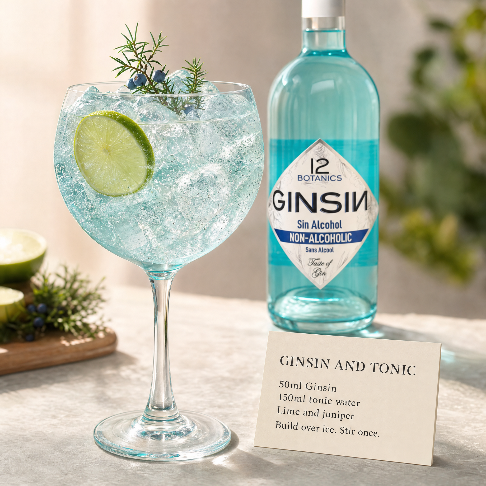 Ginsin 12 Botanics 0.0% non-alcoholic Spanish gin - Ginsin and Tonic recipe