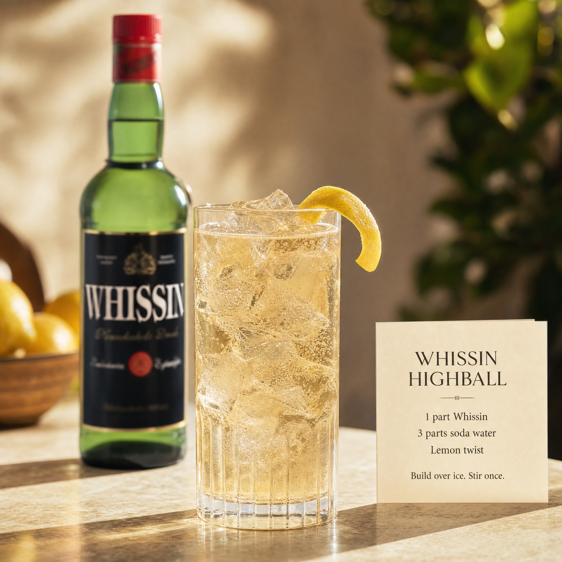Espadafor Whissin 0.0% non-alcoholic Spanish whiskey-style spirit - Whissin Highball recipe