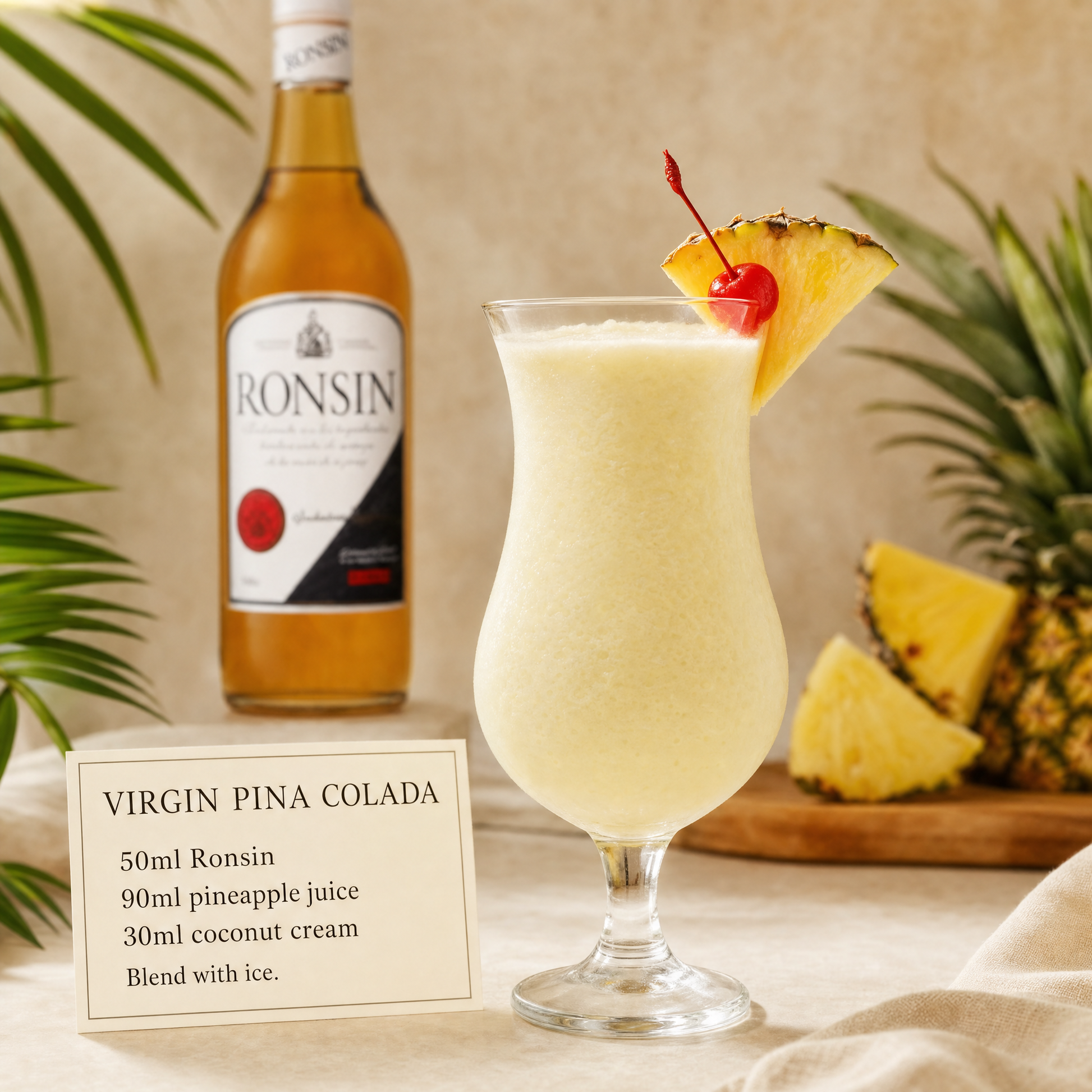 Espadafor Ronsin 0.0% non-alcoholic Spanish rum-style spirit - Virgin Pina Colada recipe
