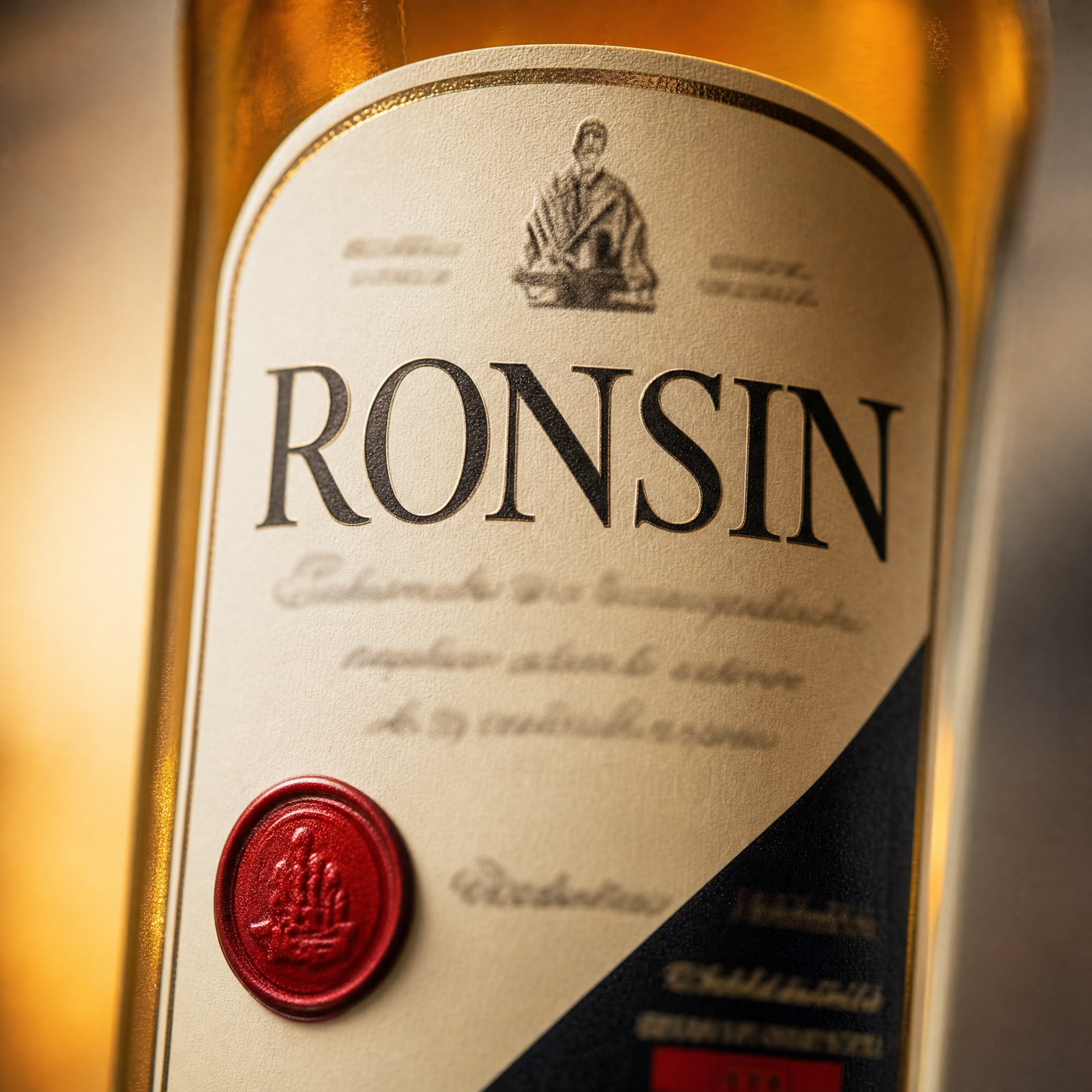Espadafor Ronsin 0.0% non-alcoholic Spanish rum-style spirit - label close-up
