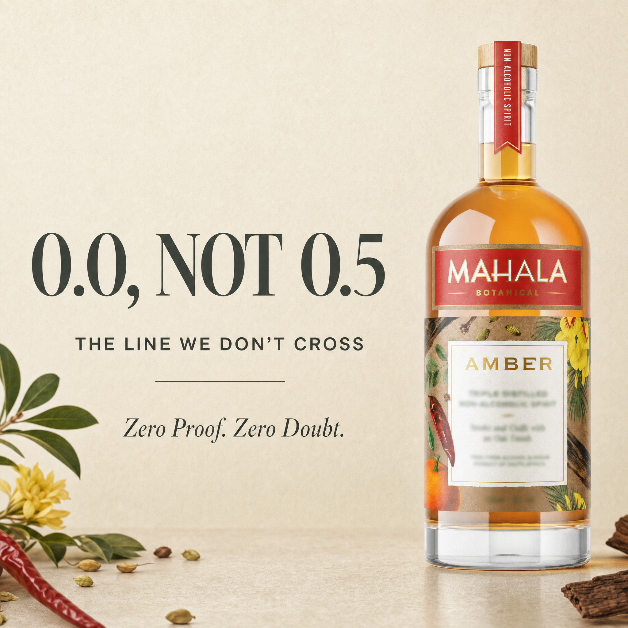 Mahala Botanical Amber 0.0% non-alcoholic spirit from South Africa - 0.0, not 0.5