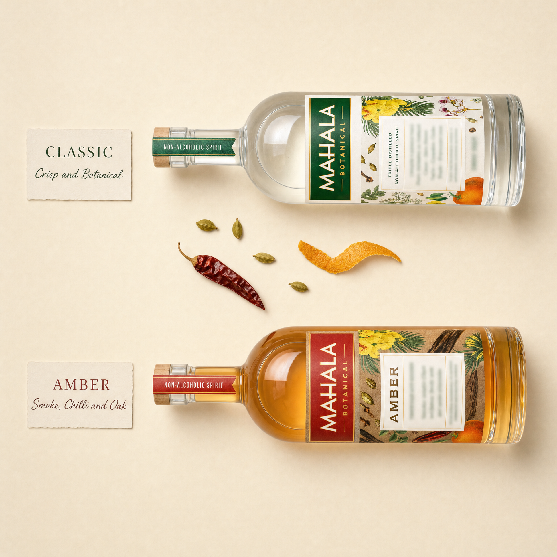 Mahala Botanical bundle - what is inside, Classic crisp and botanical and Amber smoke chilli and oak