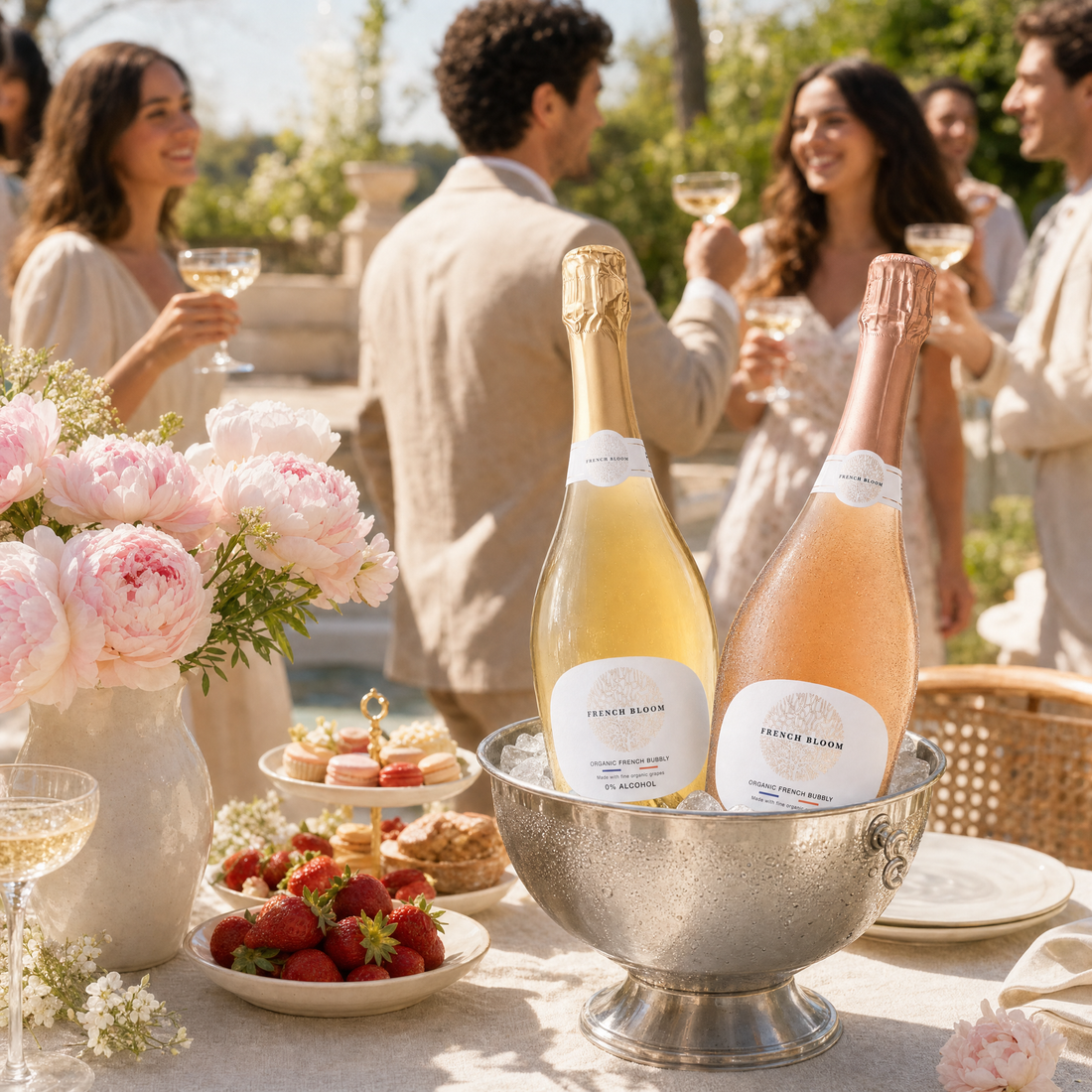 French Bloom Le Blanc and Le Rose 0.0% non-alcoholic French sparkling set - two bottles