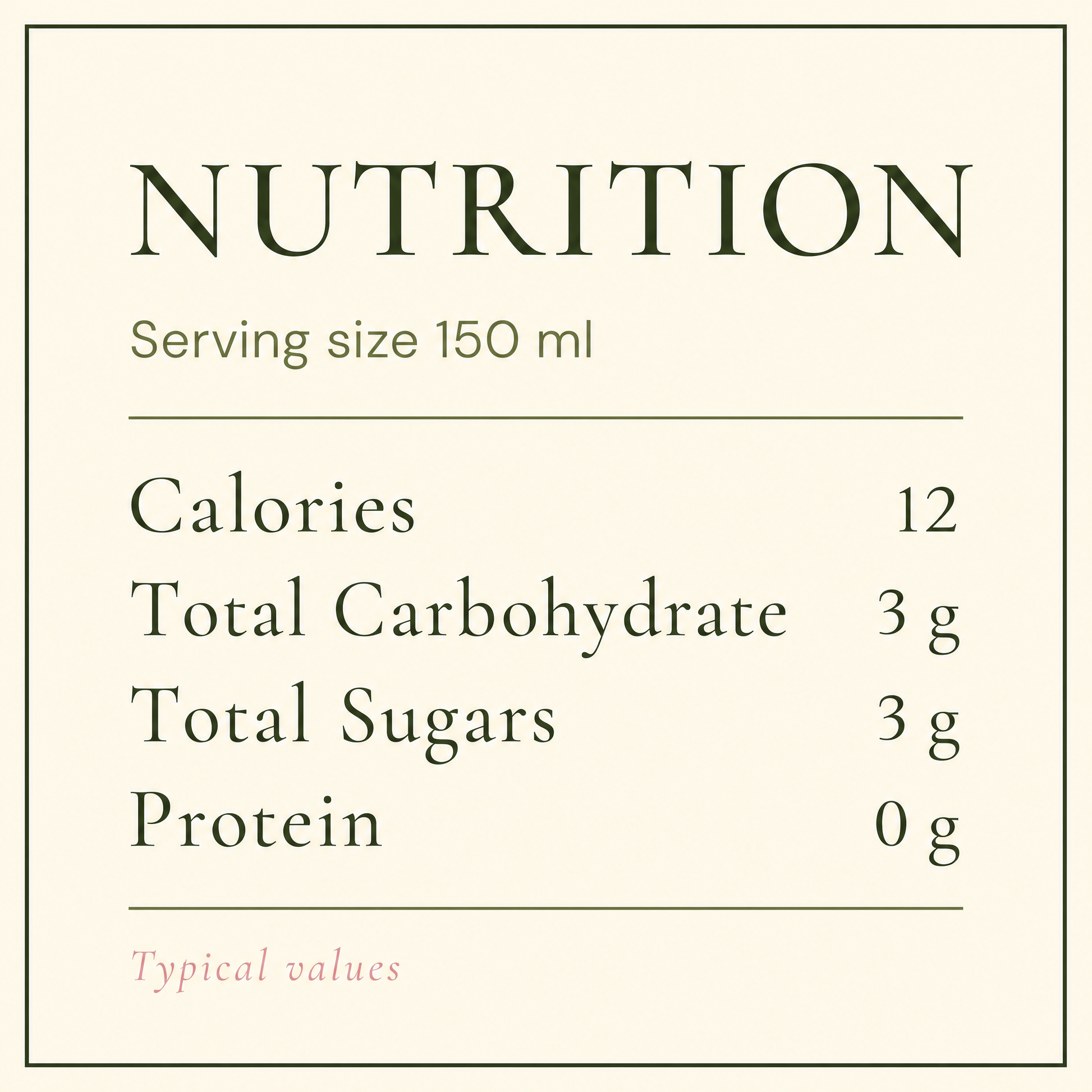 Copenhagen Sparkling Tea LYSEROD nutrition per 150 ml: 12 calories, 3 g carbohydrate, 3 g sugars