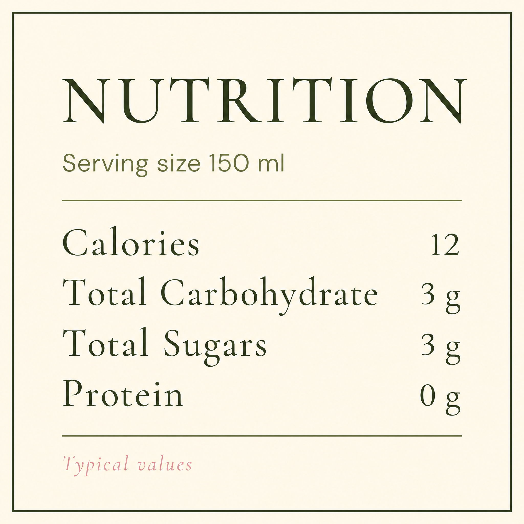 Copenhagen Sparkling Tea LYSEROD nutrition per 150 ml: 12 calories, 3 g carbohydrate, 3 g sugars