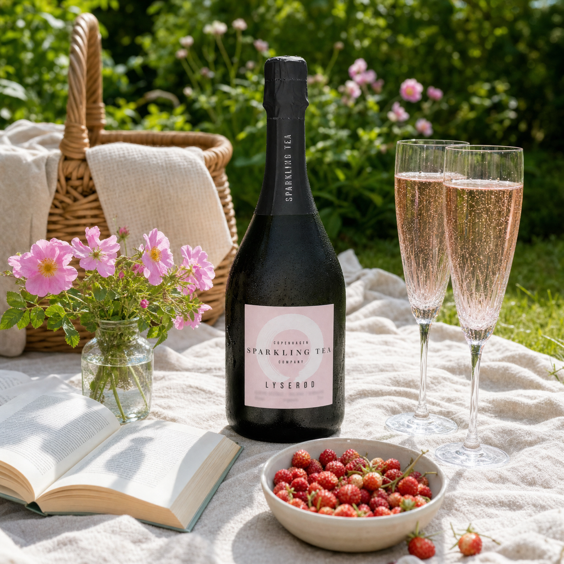 Copenhagen Sparkling Tea LYSEROD at a Nordic summer garden picnic