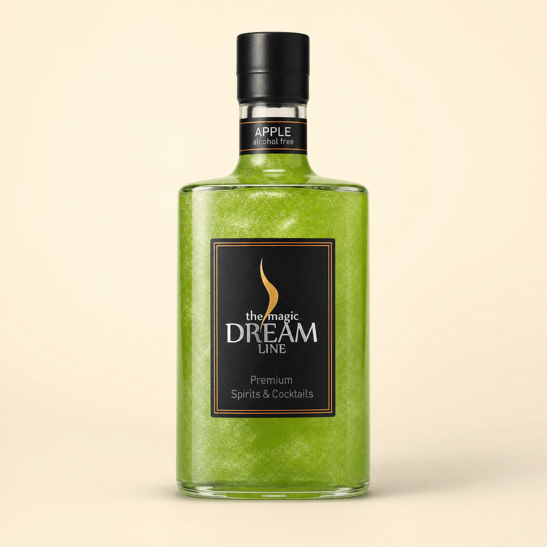 Dream Line Apple alcohol-free mocktail - bottle on a cream background