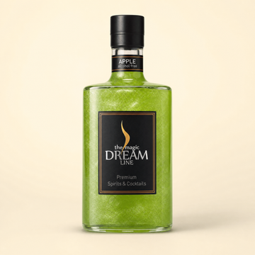 Dream Line Apple alcohol-free mocktail - bottle on a cream background