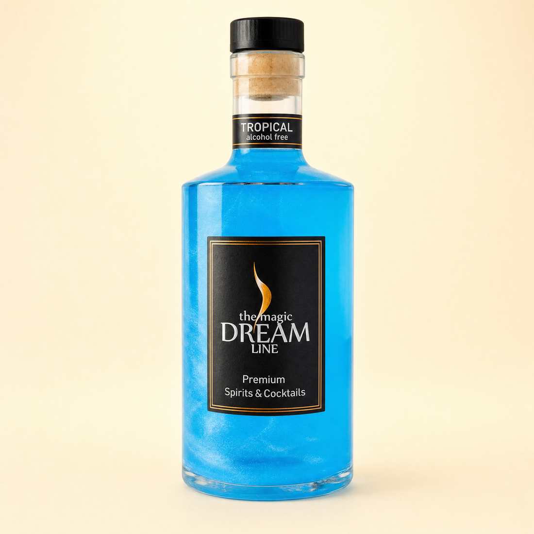 Dream Line Tropical alcohol-free mocktail - bottle on a cream background