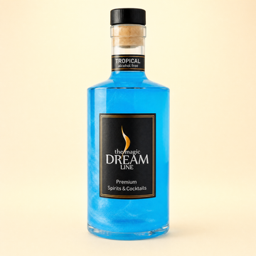 Dream Line Tropical alcohol-free mocktail - bottle on a cream background