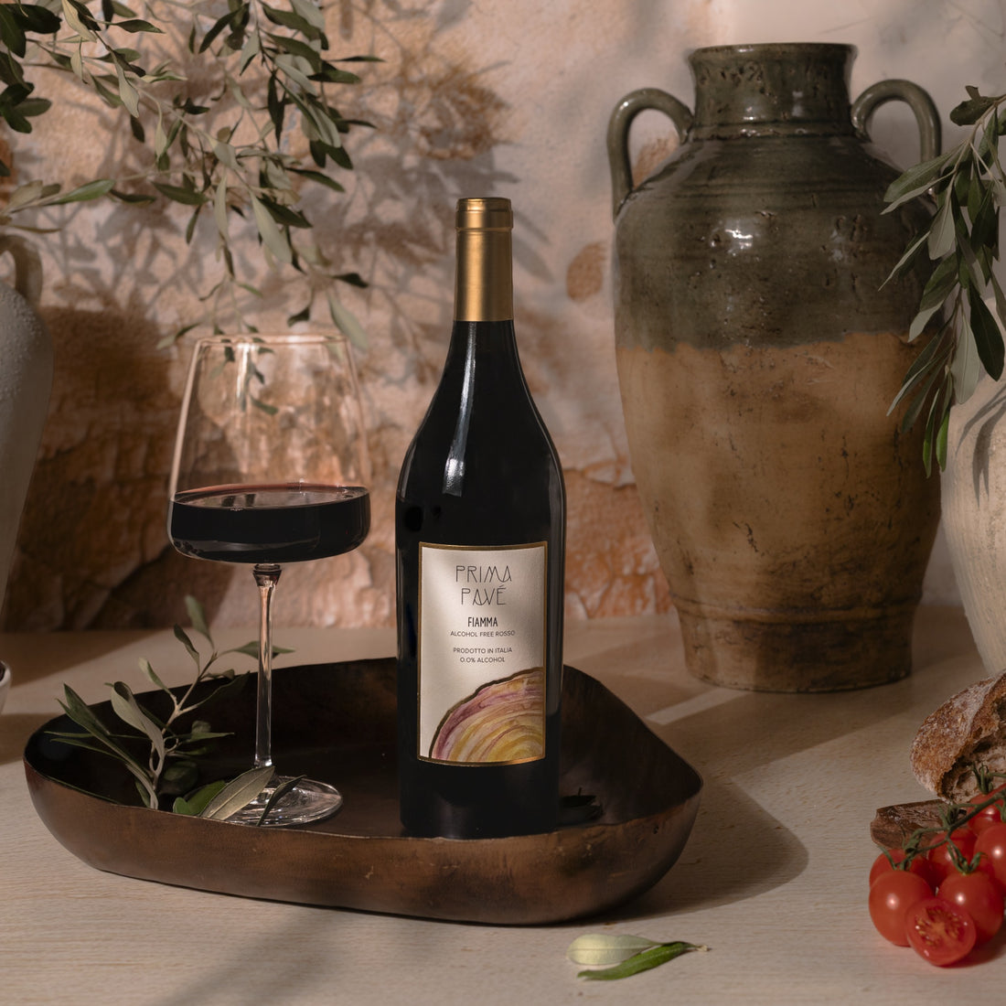 Prima Pavé Fiamma 0.0% — Italian dealcoholized still red wine from Puglia